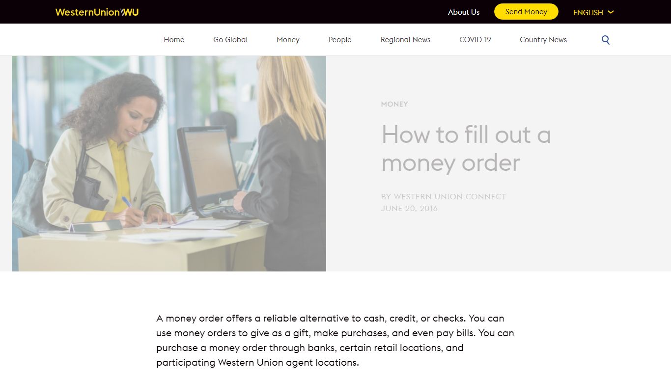 How to Fill Out a Money Order | Blog | Western Union